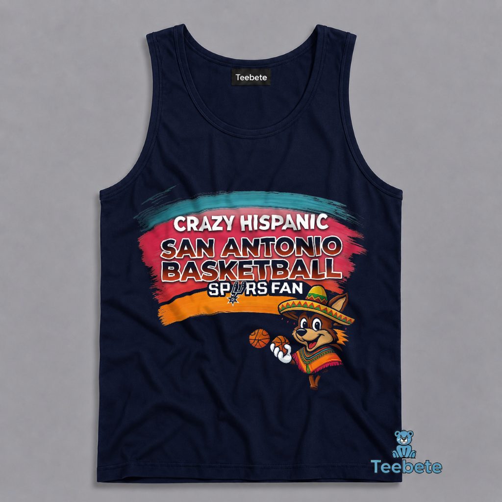 Crazy Hispanic San Antonio Basketball Fan Spurs Coyote Sombrero Tanktop Crazy Hispanic San Antonio Basketball Fan Spurs Coyote Sombrero Tanktop