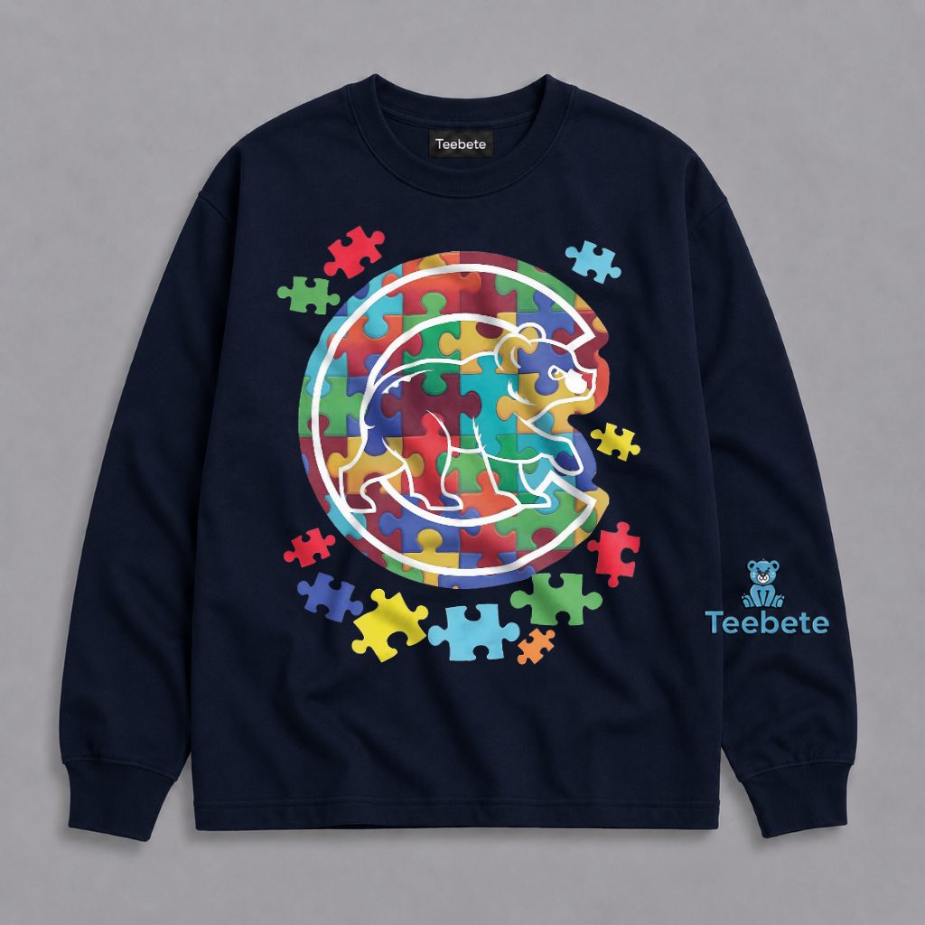 Cubs Autism Awareness Puzzle Piece Long Sleeve Cubs Autism Awareness Puzzle Piece Long Sleeve