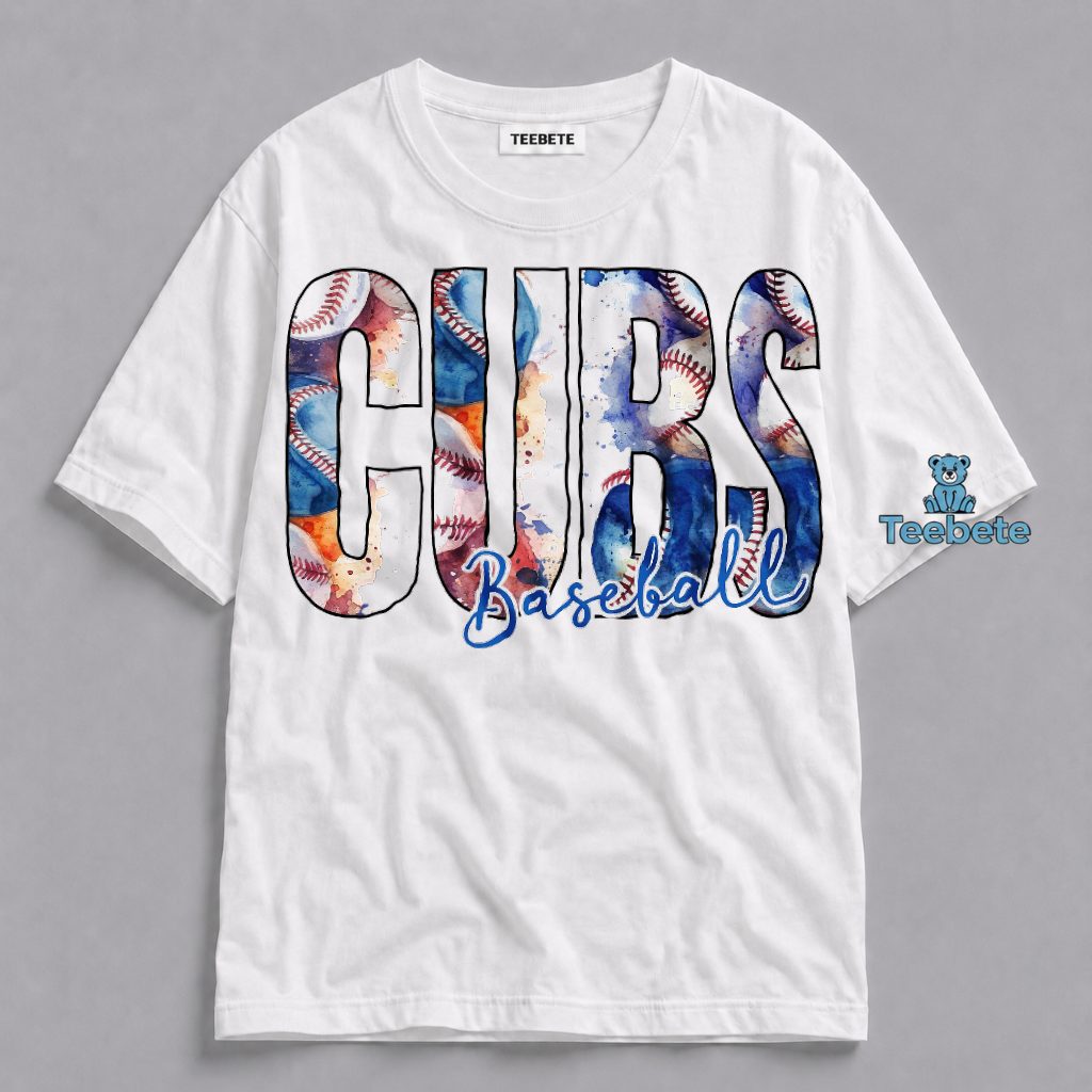 Cubs Baseball Watercolor Tie Dye Women Game Day Fan Shirt