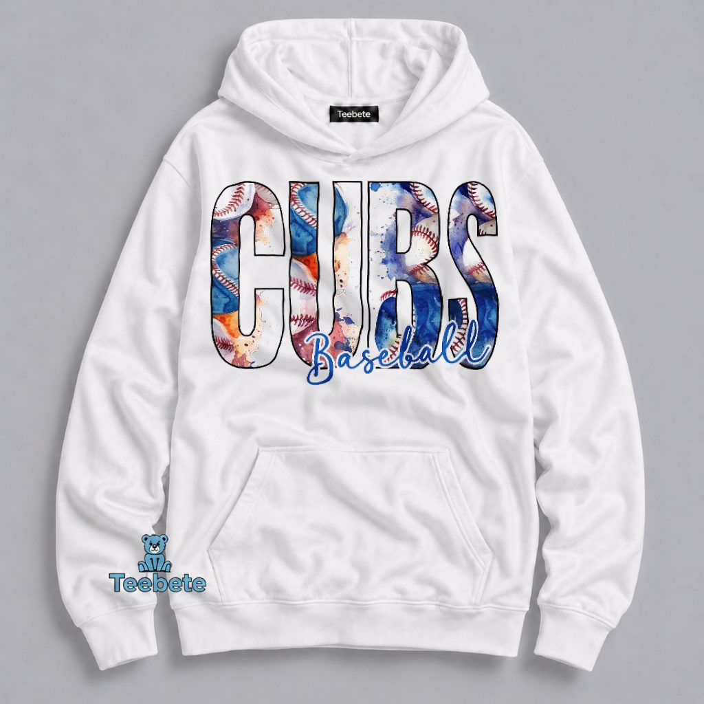 Cubs Baseball Watercolor Tie Dye Women Game Day Fan Hoodie Cubs Baseball Watercolor Tie Dye Women Game Day Fan Hoodie