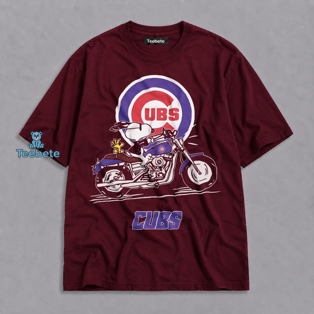 Cubs Snoopy Woodstock Riding Motorcycle Shirt For Biker