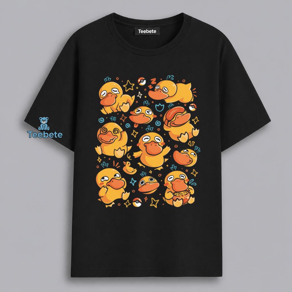Cute Duck Psyduck Pattern Fan Gift Shirt
