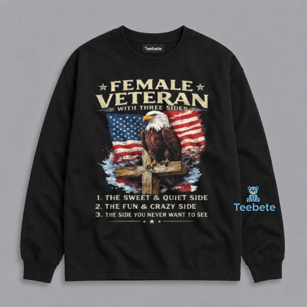Female Veteran Three Sides Eagle Graphic Long Sleeve Female Veteran Three Sides Eagle Graphic Long Sleeve