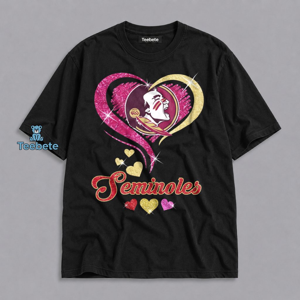 Florida State Seminoles Glitter Heart Logo Spirit Shirt