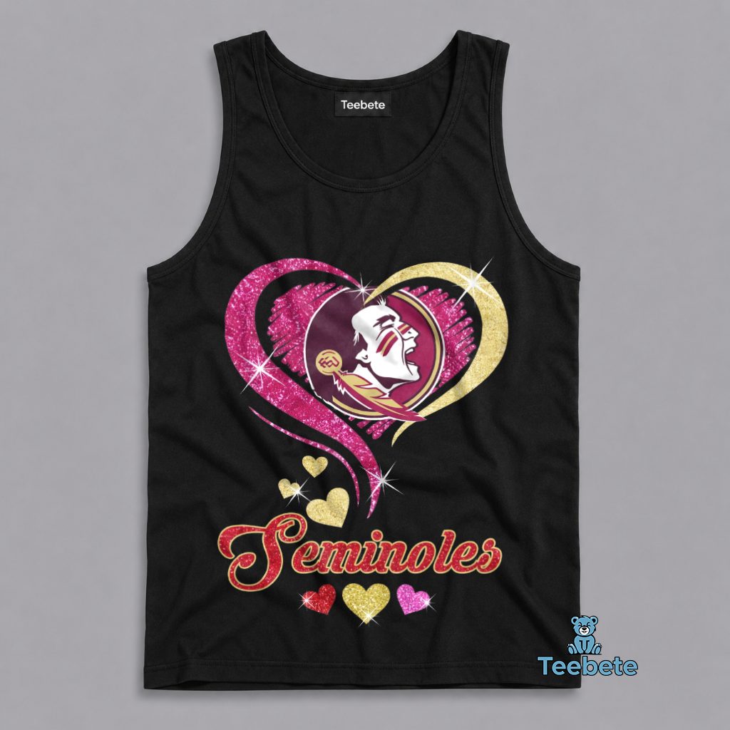 Florida State Seminoles Glitter Heart Logo Spirit Tanktop Florida State Seminoles Glitter Heart Logo Spirit Tanktop