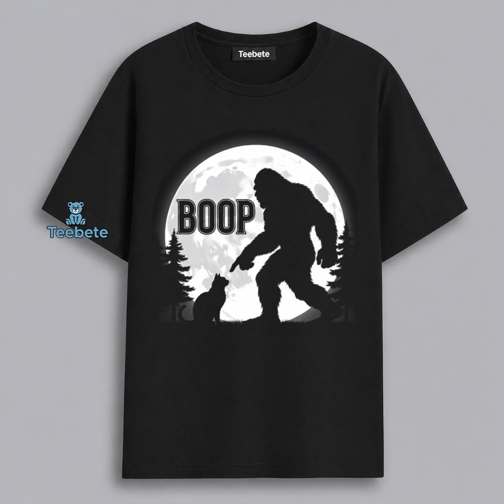 Funny Bigfoot Cat Boop Moonlight Shirt