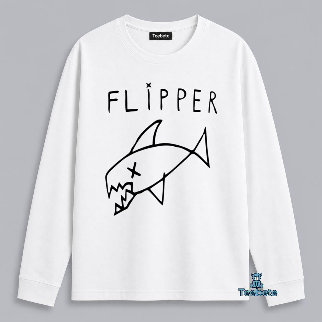 Funny Shark Flipper Graphic Long Sleeve Funny Shark Flipper Graphic Long Sleeve