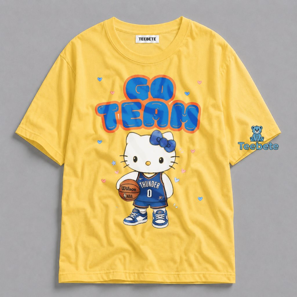 Go Team Hello Kitty OKC Thunder Basketball Cute Shirt