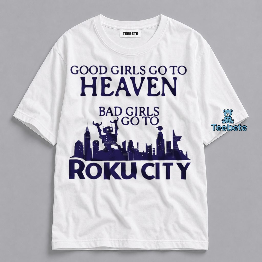 Good Girls Go To Heaven Bad Girls Go To Roku City Funny Pop Culture Shirt