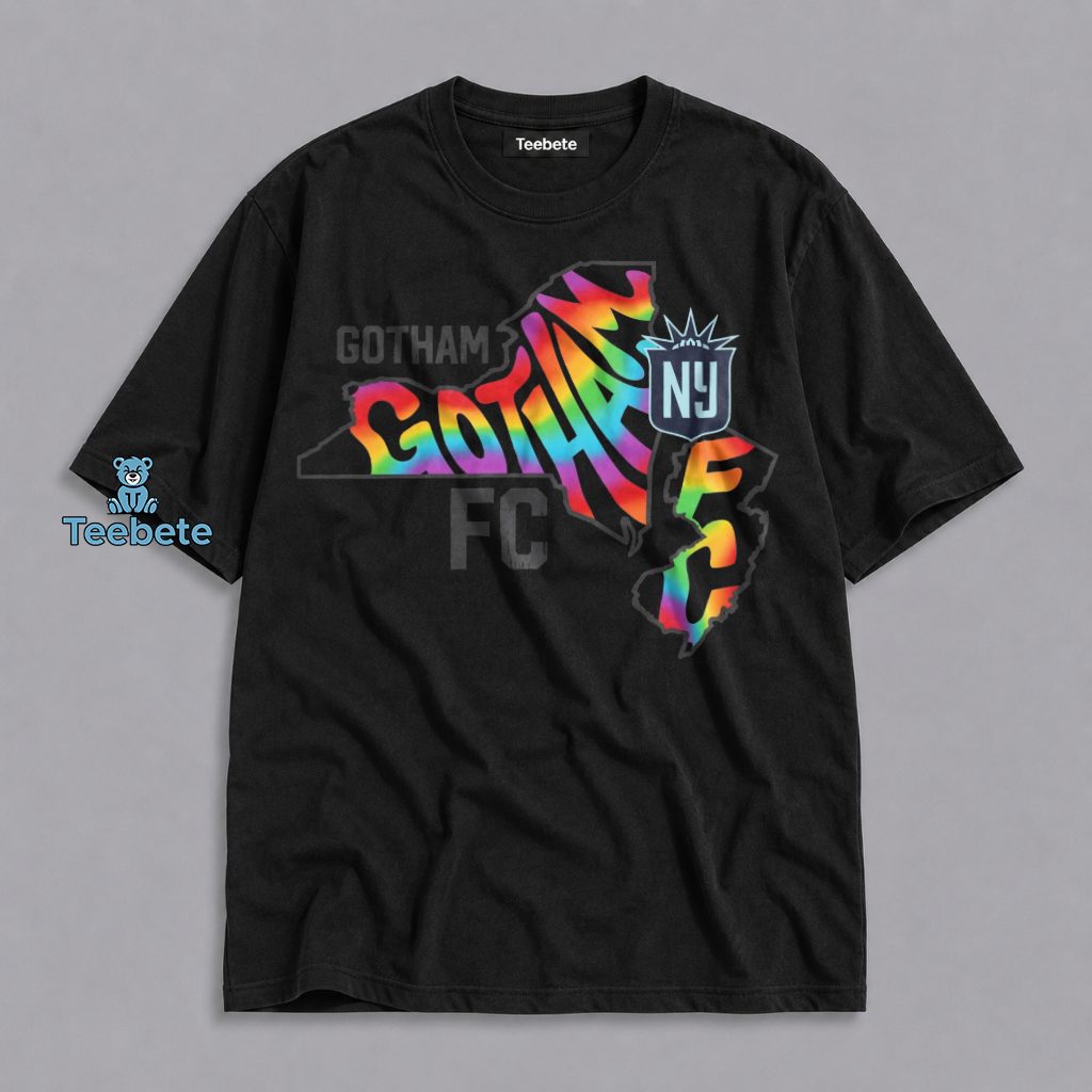 Gotham FC New York Rainbow Tie Dye State Map Soccer Fan Shirt