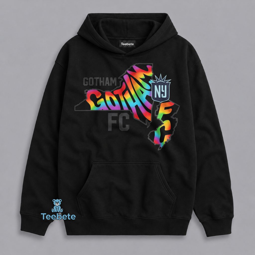 Gotham FC New York Rainbow Tie Dye State Map Soccer Fan Hoodie Gotham FC New York Rainbow Tie Dye State Map Soccer Fan Hoodie