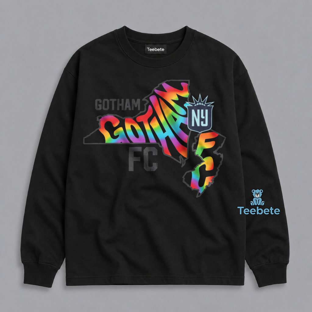 Gotham FC New York Rainbow Tie Dye State Map Soccer Fan Long Sleeve Gotham FC New York Rainbow Tie Dye State Map Soccer Fan Long Sleeve
