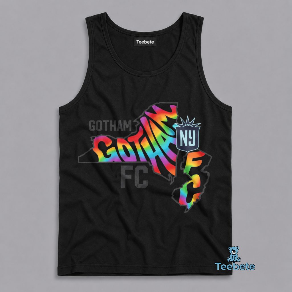 Gotham FC New York Rainbow Tie Dye State Map Soccer Fan Tanktop Gotham FC New York Rainbow Tie Dye State Map Soccer Fan Tanktop