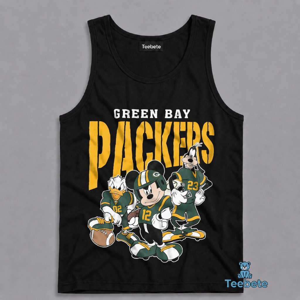 Green Bay Packers Mickey Mouse Friends Game Day Fan Tanktop Green Bay Packers Mickey Mouse Friends Game Day Fan Tanktop
