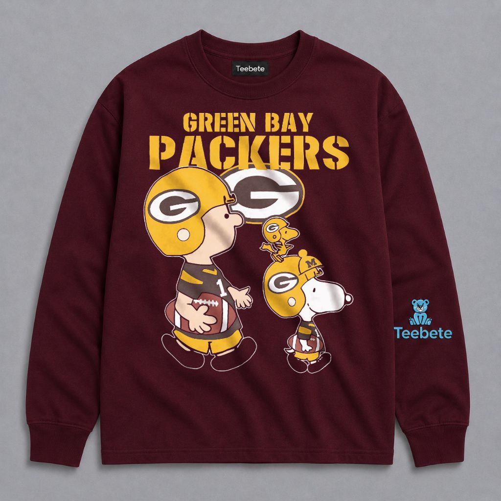 Green Bay Packers Snoopy Charlie Brown Football Fan Long Sleeve Green Bay Packers Snoopy Charlie Brown Football Fan Long Sleeve