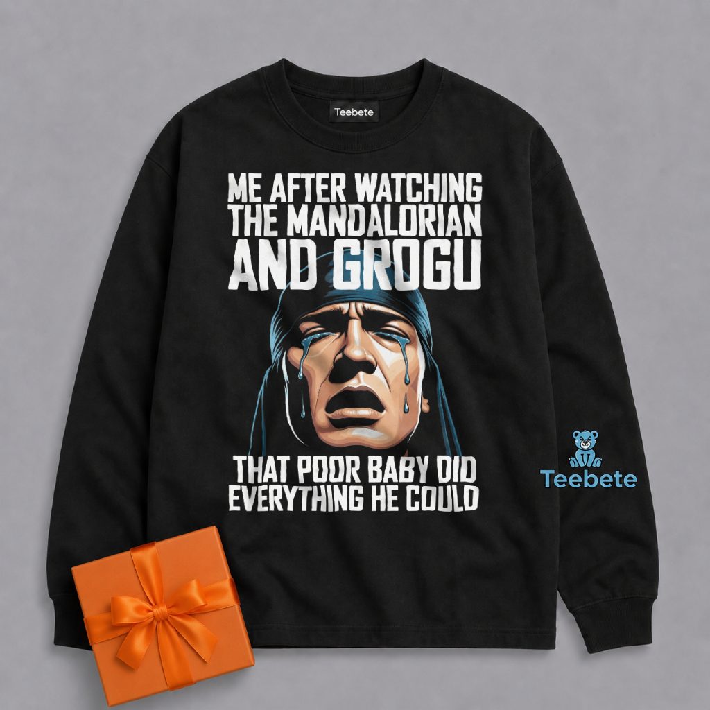 Grogu Crying Tears Funny Viral Meme Long Sleeve Grogu Crying Tears Funny Viral Meme Long Sleeve