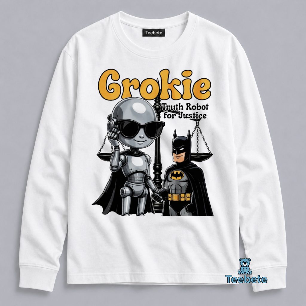 Grokie Truth Robot For Justice Funny Graphic Long Sleeve Grokie Truth Robot For Justice Funny Graphic Long Sleeve