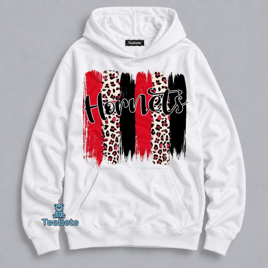 Hornets Leopard Paint Brush Stroke Hoodie Hornets Leopard Paint Brush Stroke Hoodie
