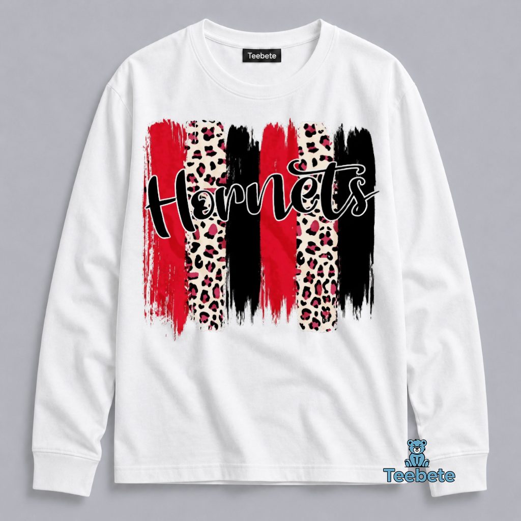 Hornets Leopard Paint Brush Stroke Long Sleeve Hornets Leopard Paint Brush Stroke Long Sleeve
