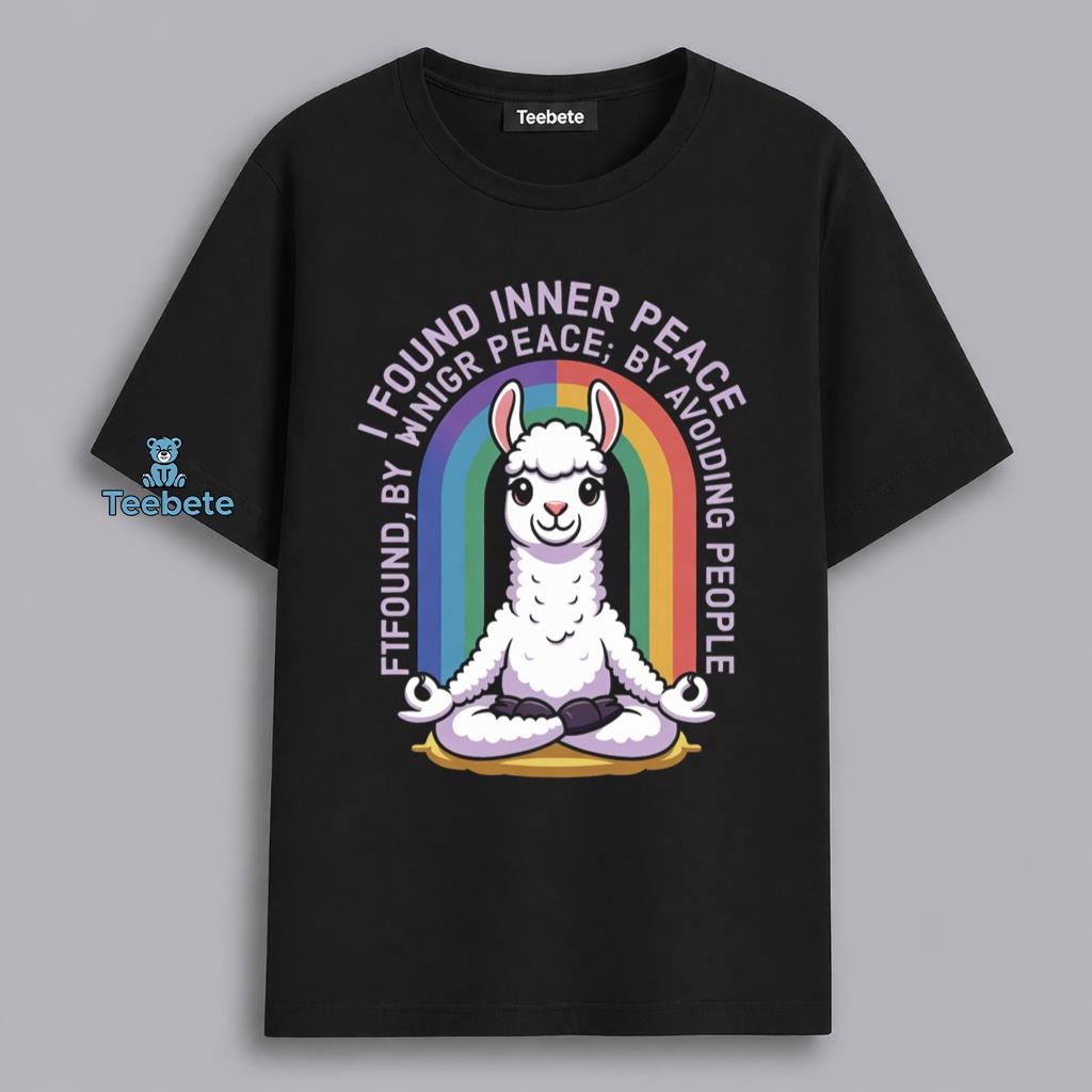 Inner Peace By Avoiding People Llama Meditation Humor Shirt