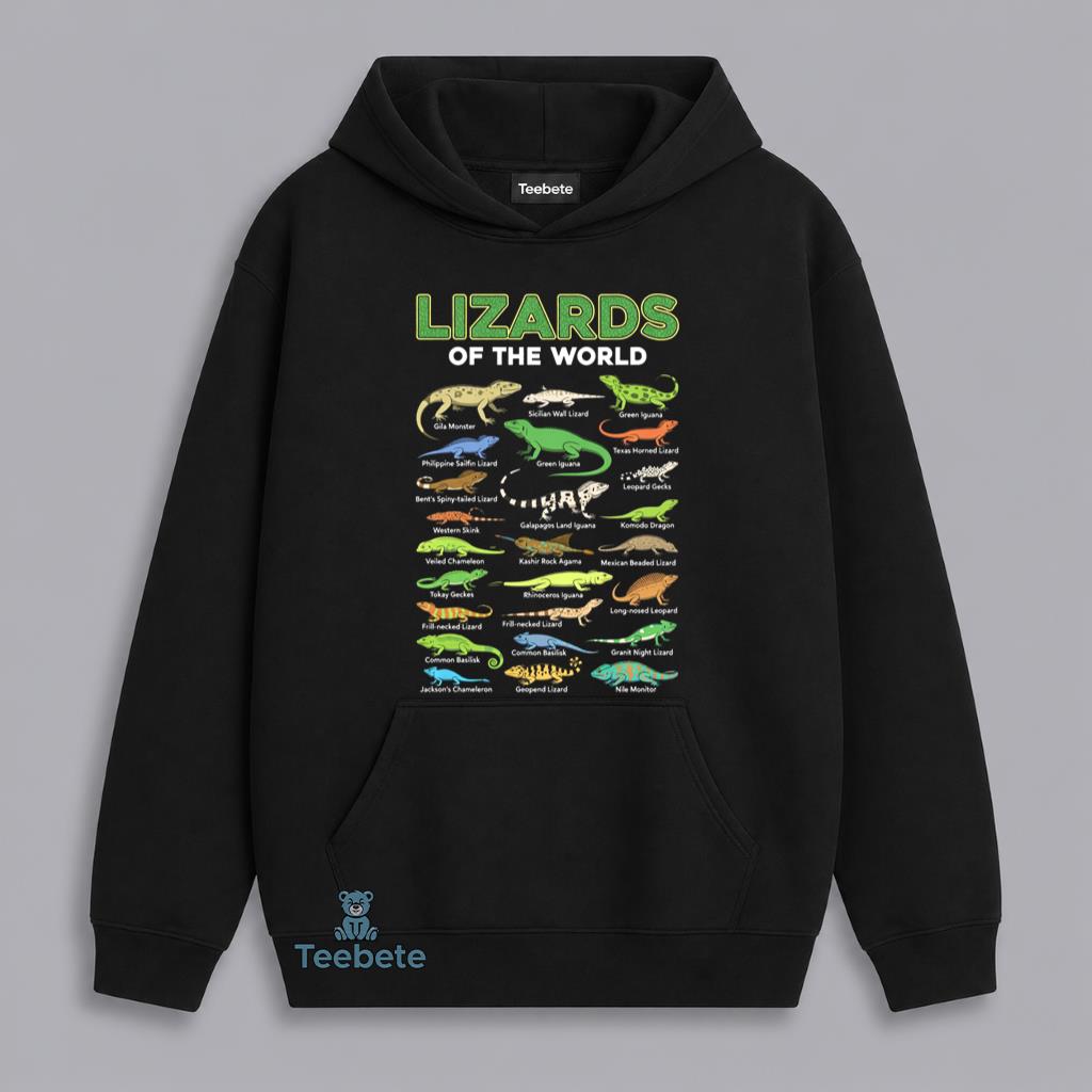 Lizards Of The World Reptile Species Educational Nature Chart Hoodie Lizards Of The World Reptile Species Educational Nature Chart Hoodie