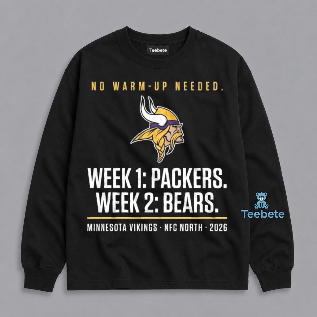 Minnesota Vikings NFC North Rivalry Opener Packers Bears 2026 NFL Fan Long Sleeve Minnesota Vikings NFC North Rivalry Opener Packers Bears 2026 NFL Fan Long Sleeve