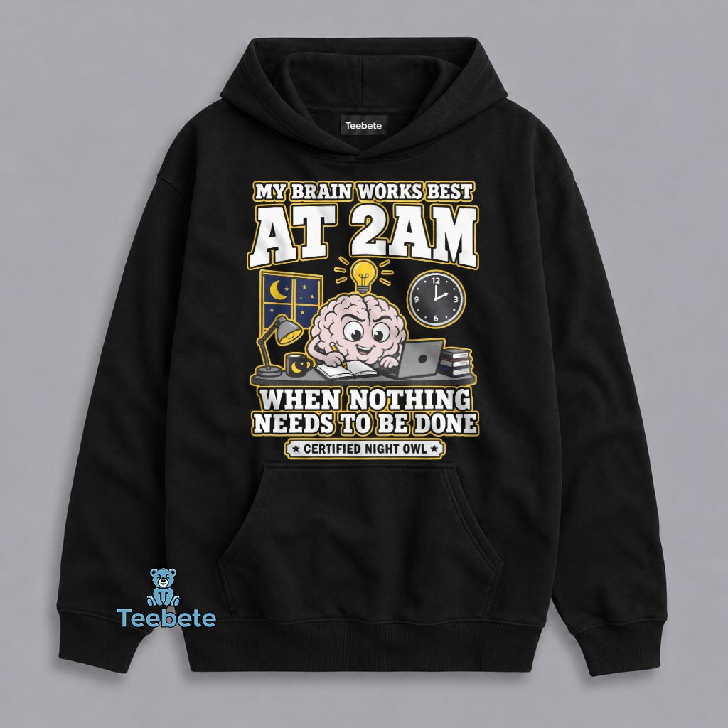 My Brain Works Best At 2AM When Nothing Needs To Be Done Night Owl Humor Hoodie My Brain Works Best At 2AM When Nothing Needs To Be Done Night Owl Humor Hoodie