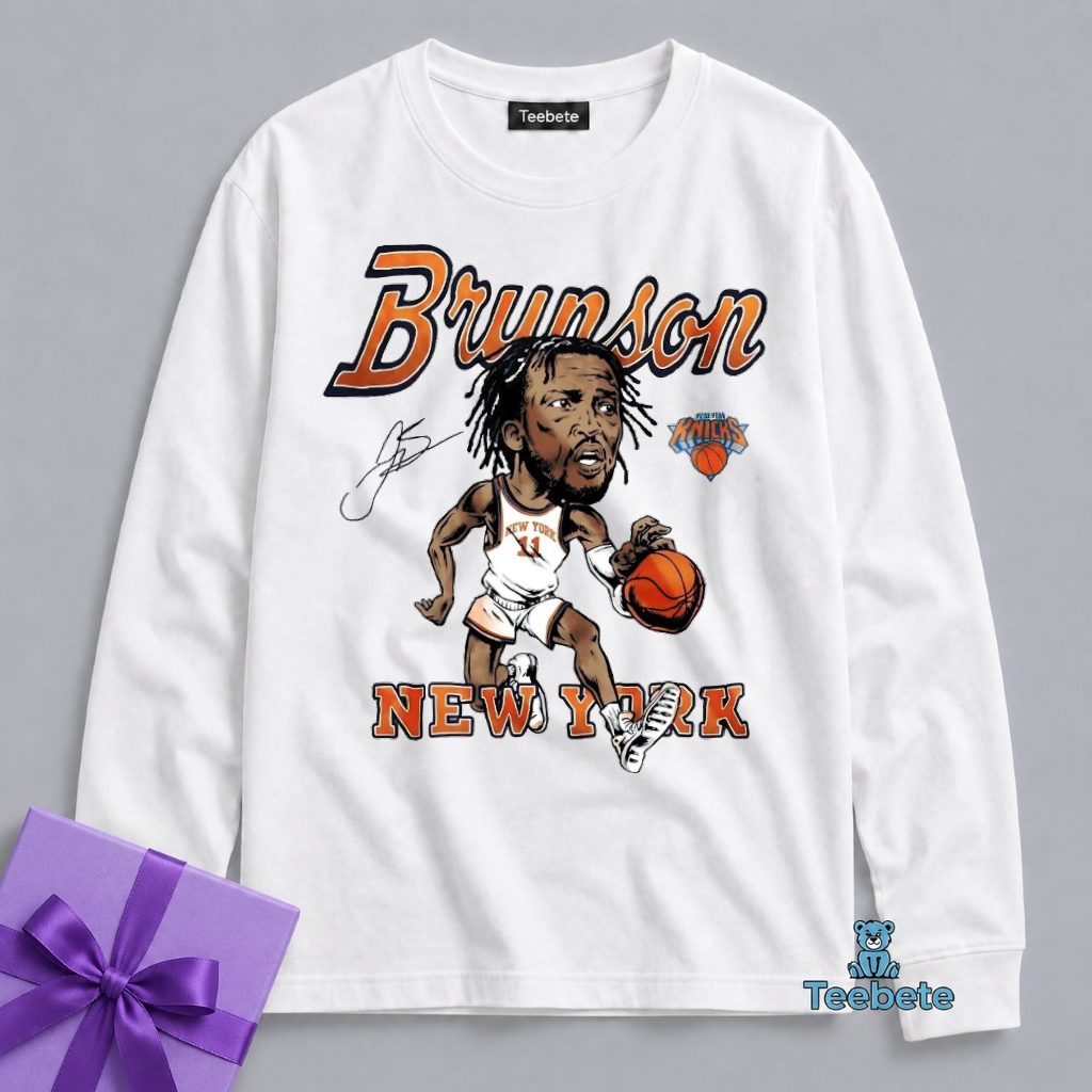 New York Knicks Jalen Brunson Cartoon Graphic Long Sleeve New York Knicks Jalen Brunson Cartoon Graphic Long Sleeve
