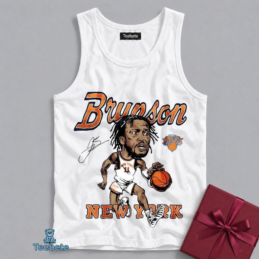 New York Knicks Jalen Brunson Cartoon Graphic Tanktop New York Knicks Jalen Brunson Cartoon Graphic Tanktop