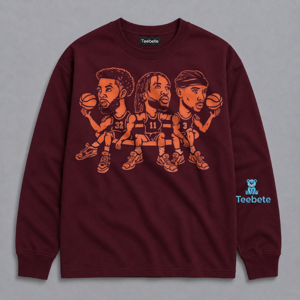 New York Knicks Karl Anthony Towns Jalen Brunson Josh Hart Big Three Long Sleeve New York Knicks Karl Anthony Towns Jalen Brunson Josh Hart Big Three Long Sleeve