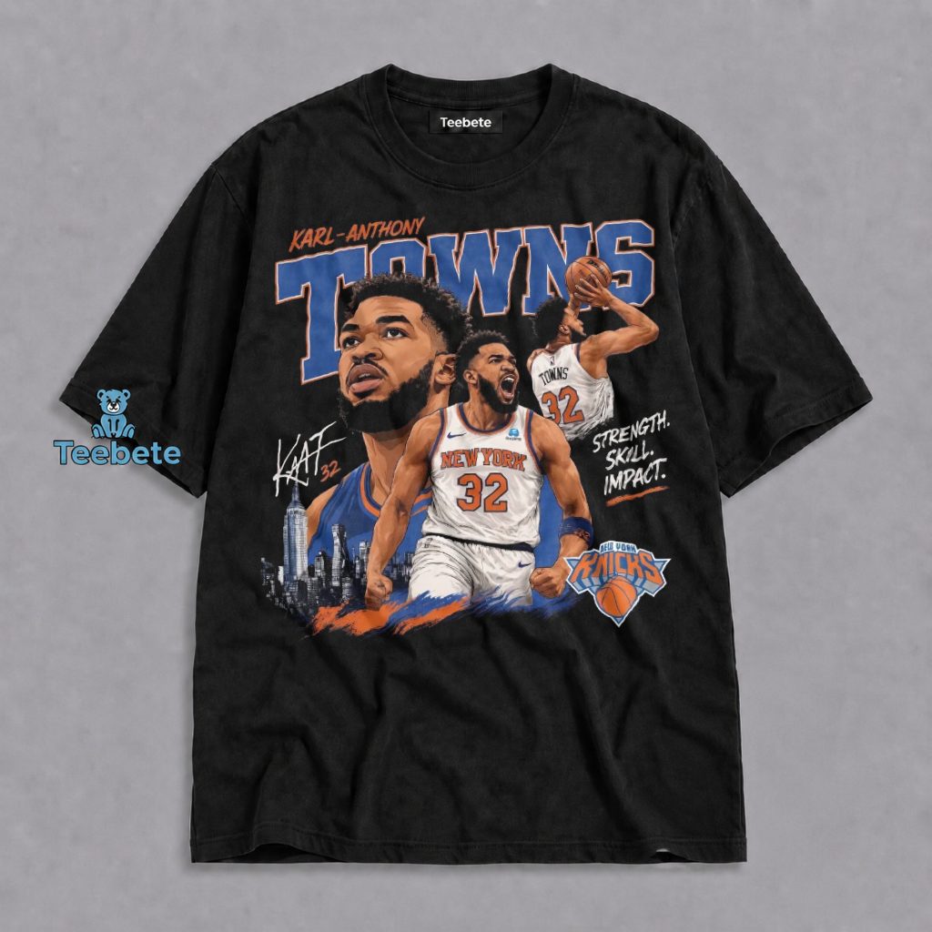 New York Knicks Karl Anthony Towns Number 32 Strength Skill Impact Shirt