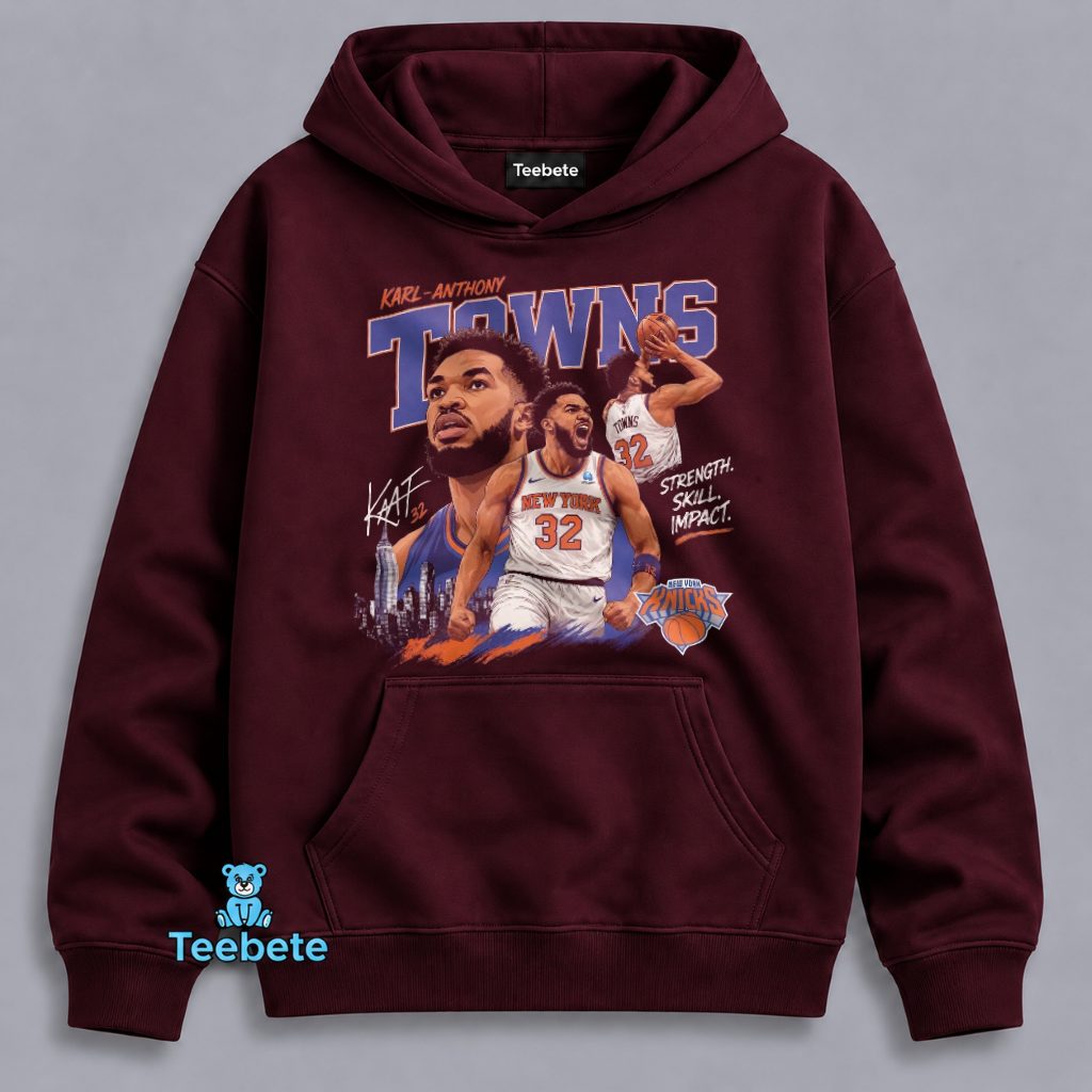 New York Knicks Karl Anthony Towns Number 32 Strength Skill Impact Hoodie New York Knicks Karl Anthony Towns Number 32 Strength Skill Impact Hoodie