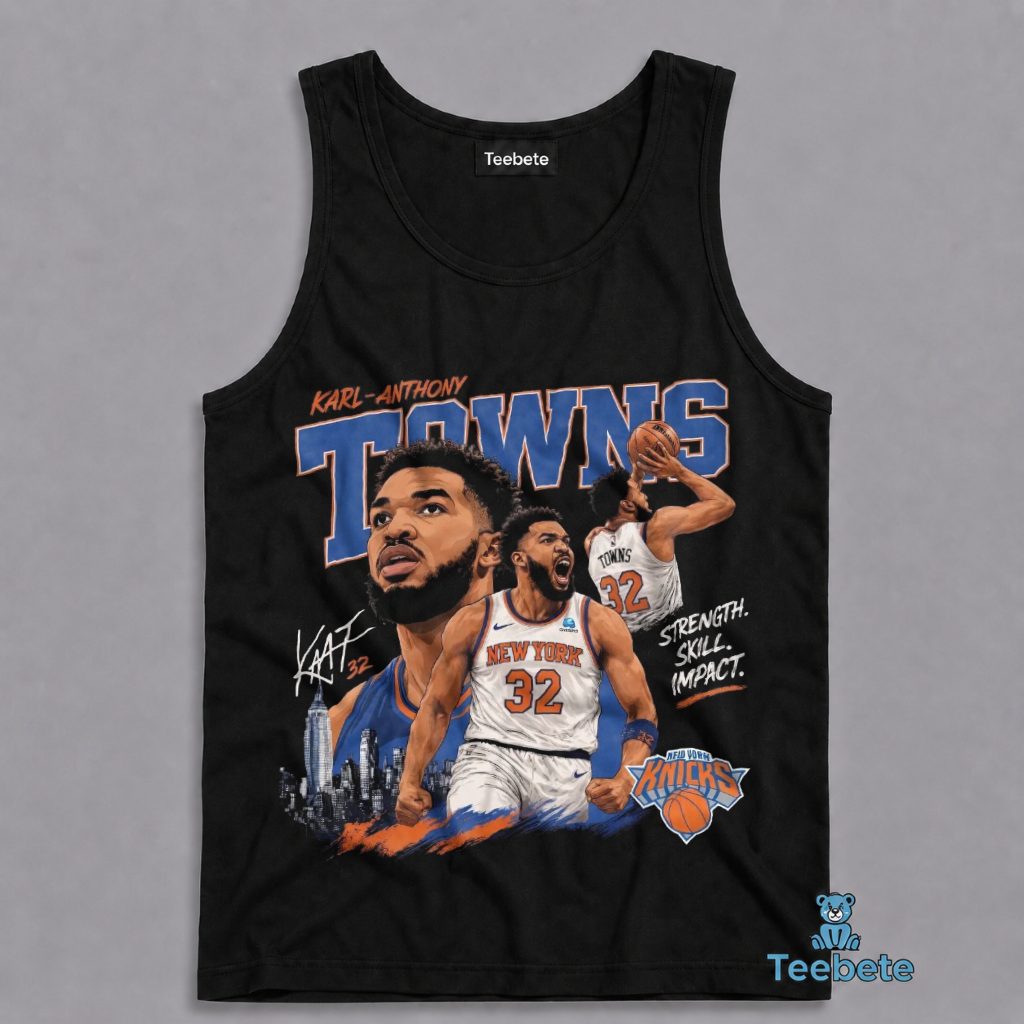 New York Knicks Karl Anthony Towns Number 32 Strength Skill Impact Tanktop New York Knicks Karl Anthony Towns Number 32 Strength Skill Impact Tanktop