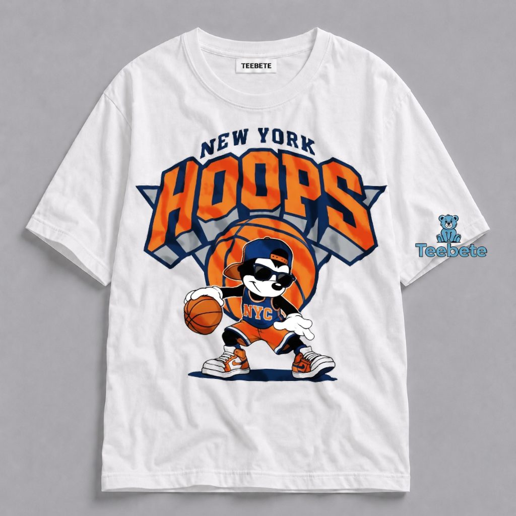 New York Knicks Mickey Mouse Hoops Dribbling Basketball Shirt