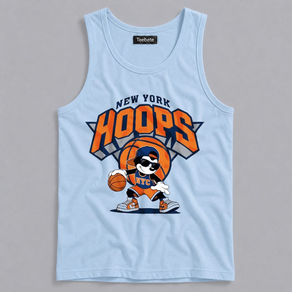 New York Knicks Mickey Mouse Hoops Dribbling Basketball Tanktop New York Knicks Mickey Mouse Hoops Dribbling Basketball Tanktop