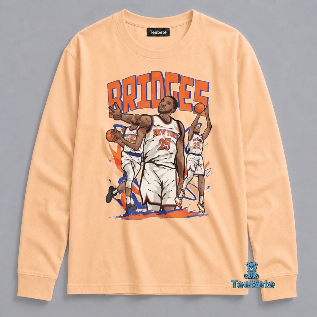 New York Knicks Mikal Bridges Number 25 Basketball Player Long Sleeve New York Knicks Mikal Bridges Number 25 Basketball Player Long Sleeve
