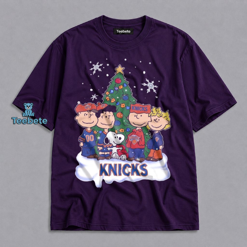 New York Knicks Peanuts Gang Snoopy Christmas Tree Holiday Shirt