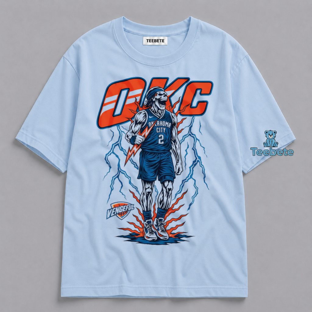 OKC Oklahoma City Number 2 Skeleton Player Lightning Vengeful Shirt