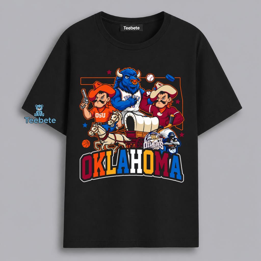 Oklahoma Sports Teams Mascots Sooners Cowboys Thunder Fan Shirt