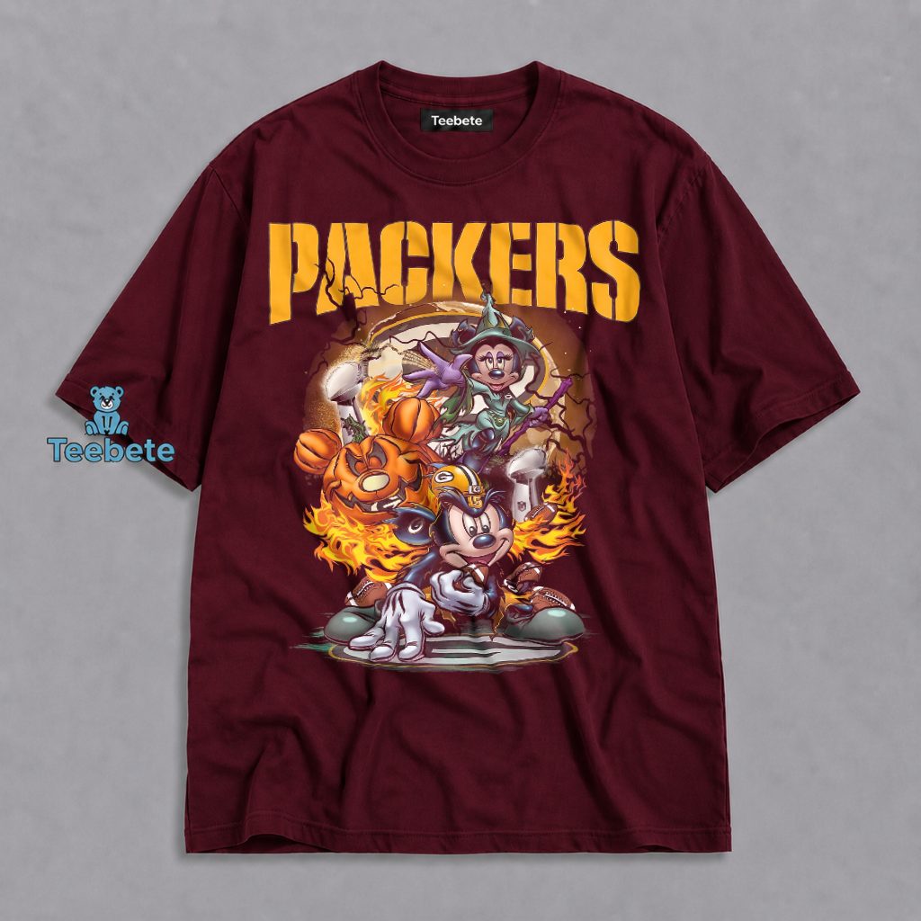 Packers Mickey Minnie Mouse Pumpkin Witch Halloween Shirt