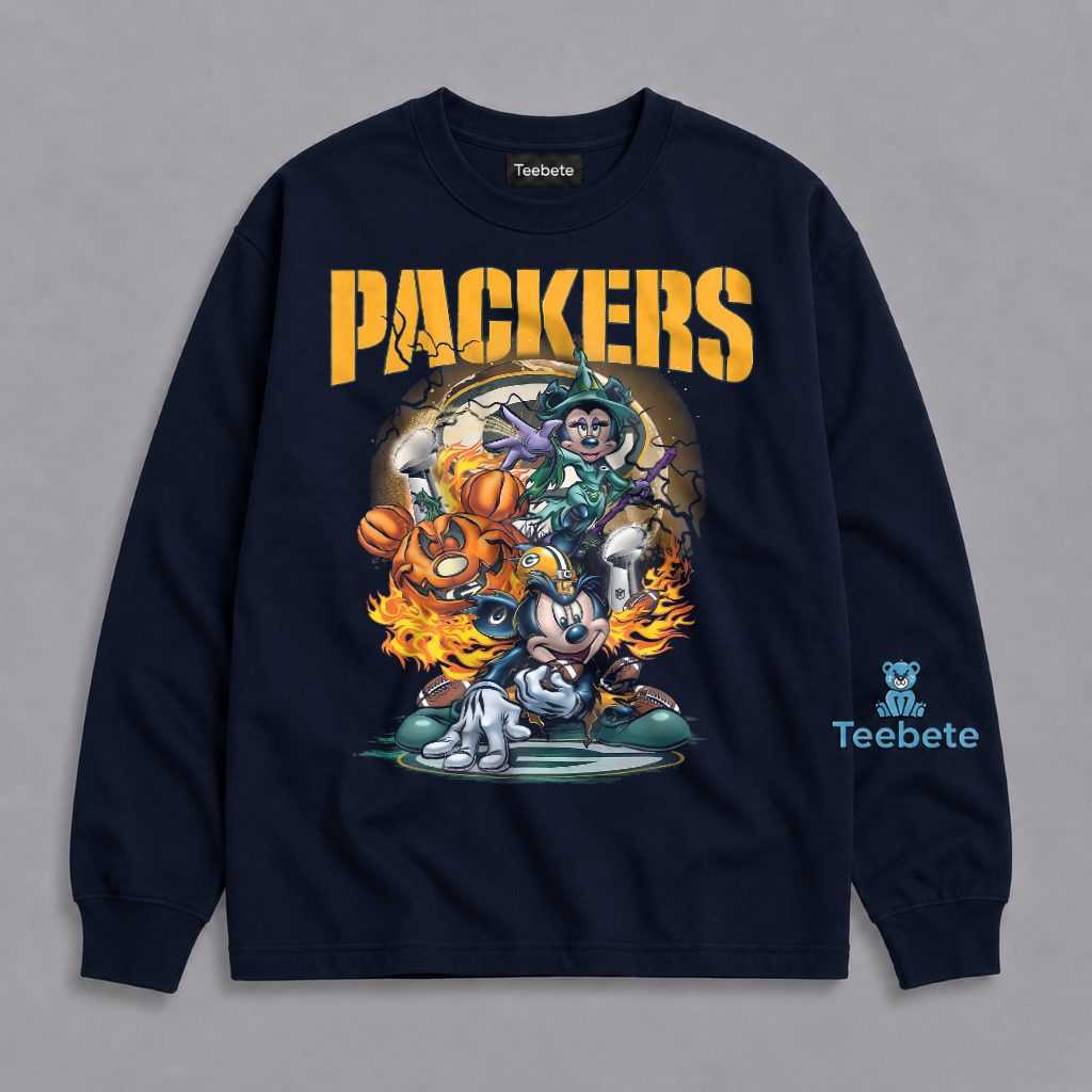 Packers Mickey Minnie Mouse Pumpkin Witch Halloween Long Sleeve Packers Mickey Minnie Mouse Pumpkin Witch Halloween Long Sleeve