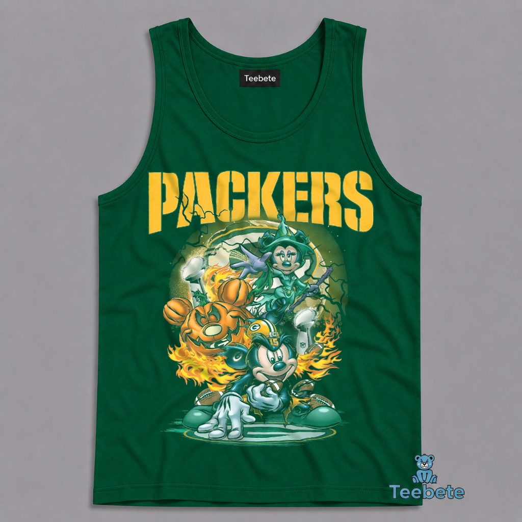 Packers Mickey Minnie Mouse Pumpkin Witch Halloween Tanktop Packers Mickey Minnie Mouse Pumpkin Witch Halloween Tanktop