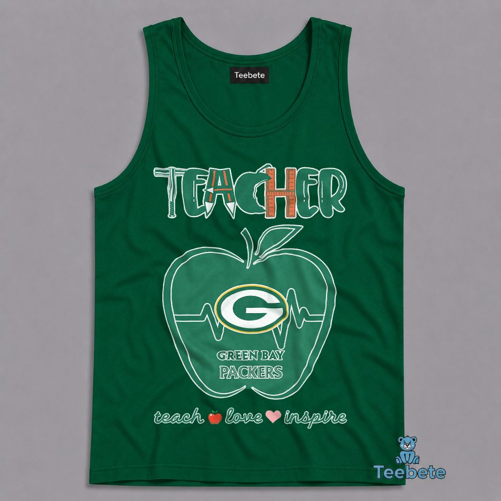 Packers Teacher Teach Love Inspire Apple Heartbeat Tanktop Packers Teacher Teach Love Inspire Apple Heartbeat Tanktop