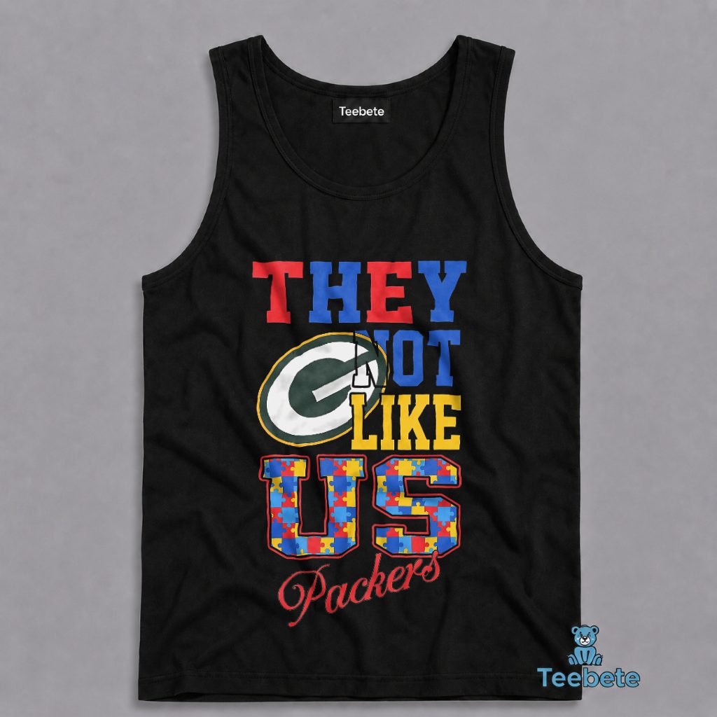 Packers They Not Like Us Autism Puzzle Piece Tanktop Packers They Not Like Us Autism Puzzle Piece Tanktop