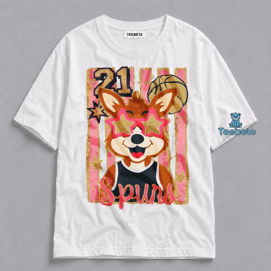 San Antonio Spurs Coyote Mascot Star Sunglasses Glitter Stripe Shirt
