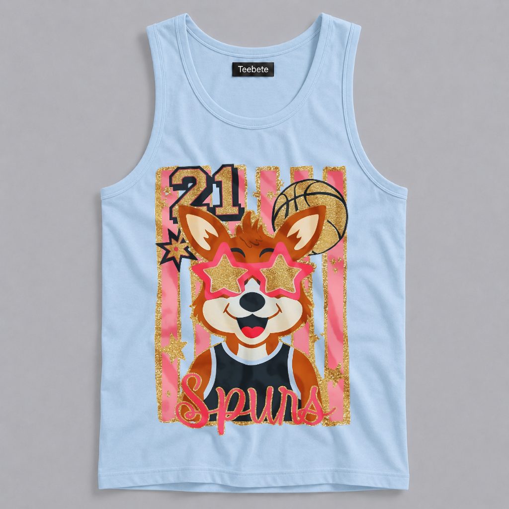 San Antonio Spurs Coyote Mascot Star Sunglasses Glitter Stripe Tanktop San Antonio Spurs Coyote Mascot Star Sunglasses Glitter Stripe Tanktop