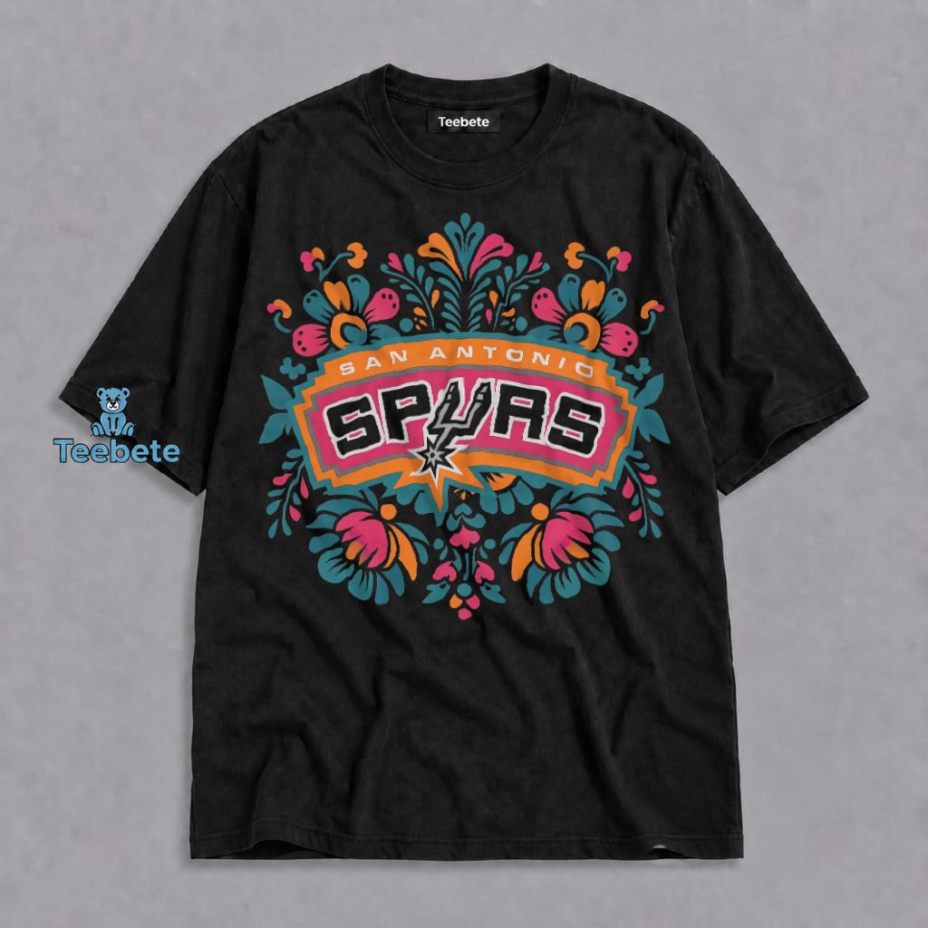 San Antonio Spurs Floral Folk Art Colorful Logo Shirt