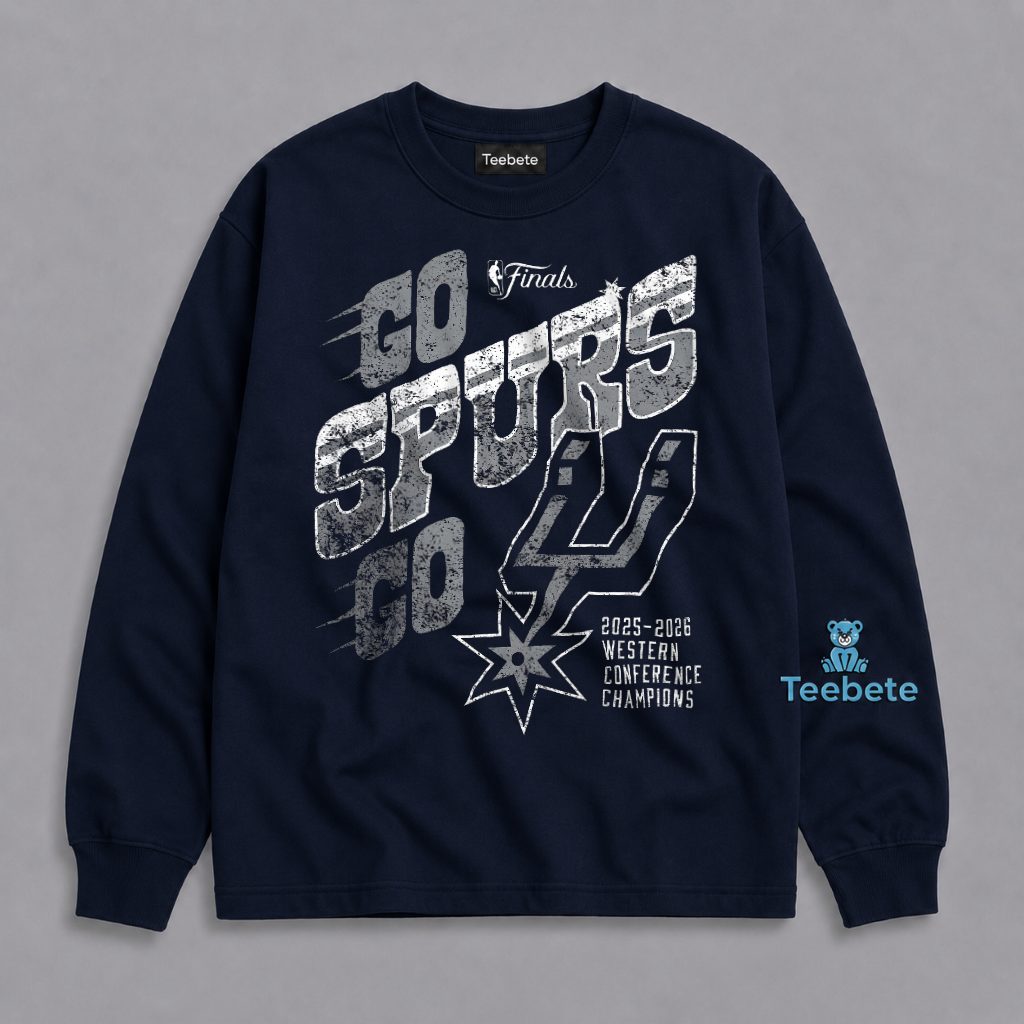 San Antonio Spurs Go Spurs Go 2025-2026 NBA Western Conference Champions Long Sleeve San Antonio Spurs Go Spurs Go 2025-2026 NBA Western Conference Champions Long Sleeve