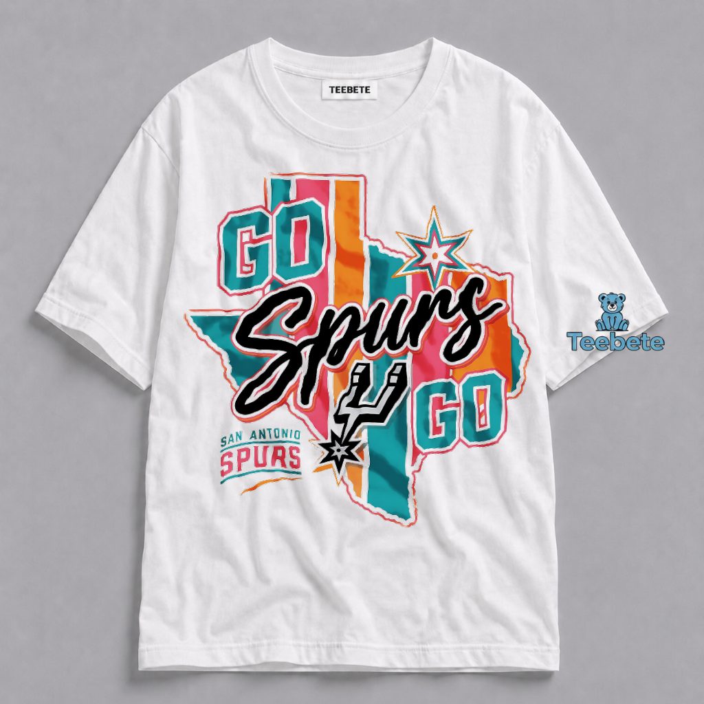 San Antonio Spurs Go Spurs Go Texas State Colorful Retro Shirt