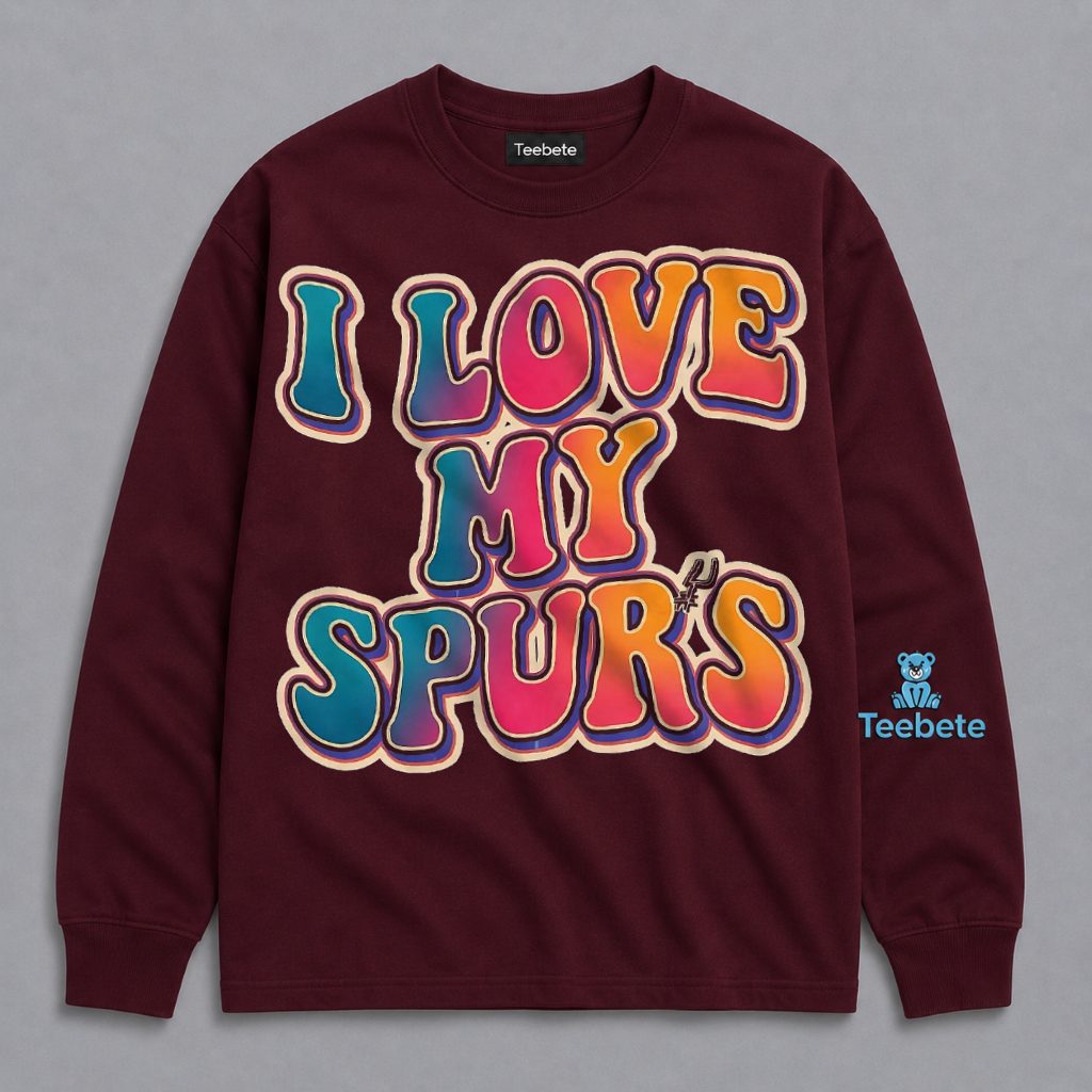 San Antonio Spurs I Love My Spurs Groovy Retro Colorful Long Sleeve San Antonio Spurs I Love My Spurs Groovy Retro Colorful Long Sleeve